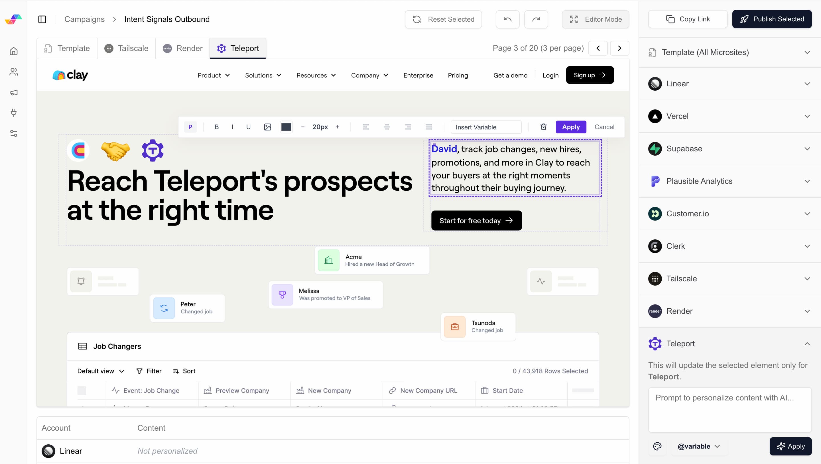 Generate Tailored Microsites